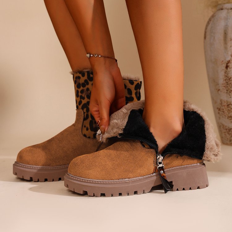 Women Fleece Lined Suede Look Ankle Boots with Teddy Lining, Side Zipper and Profiled Rubber Sole Mune Fashion