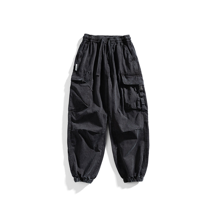 Men's utility cargo jogger with elastic waistband, multiple pockets and drawstring