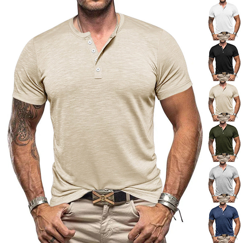 Men's nano athletic Henley t-shirt made of structured slub cotton with short button placket Mune Fashion
