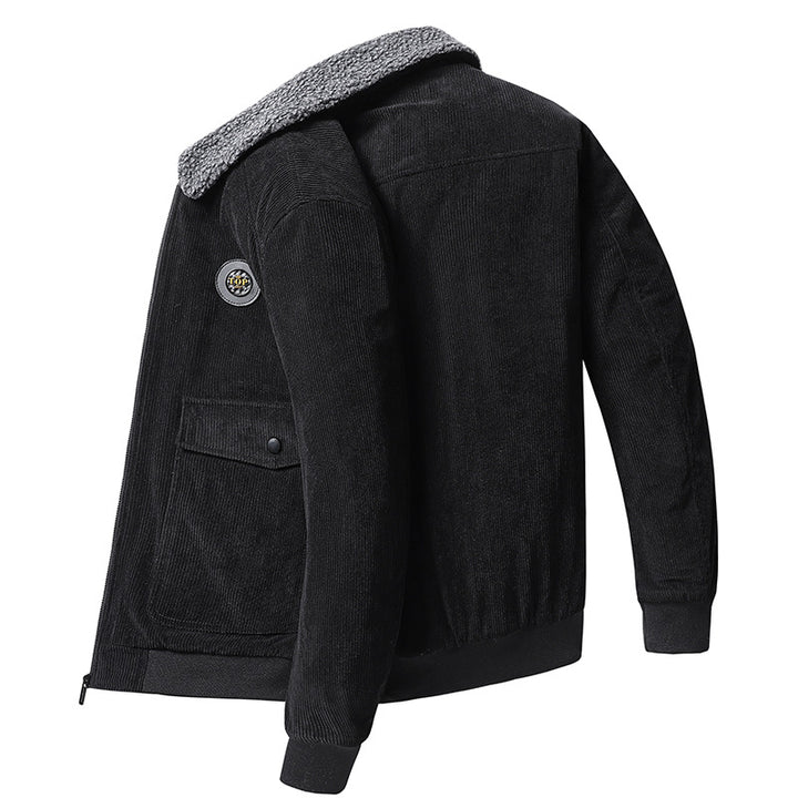 Men's corduroy bomber jacket with teddy collar and flap pockets Mune Fashion