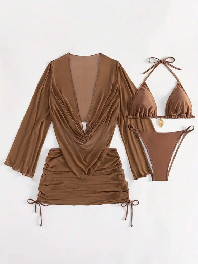 Women's bikini set with sophisticated wrap blouse and semi-transparent skirt Mune Fashion