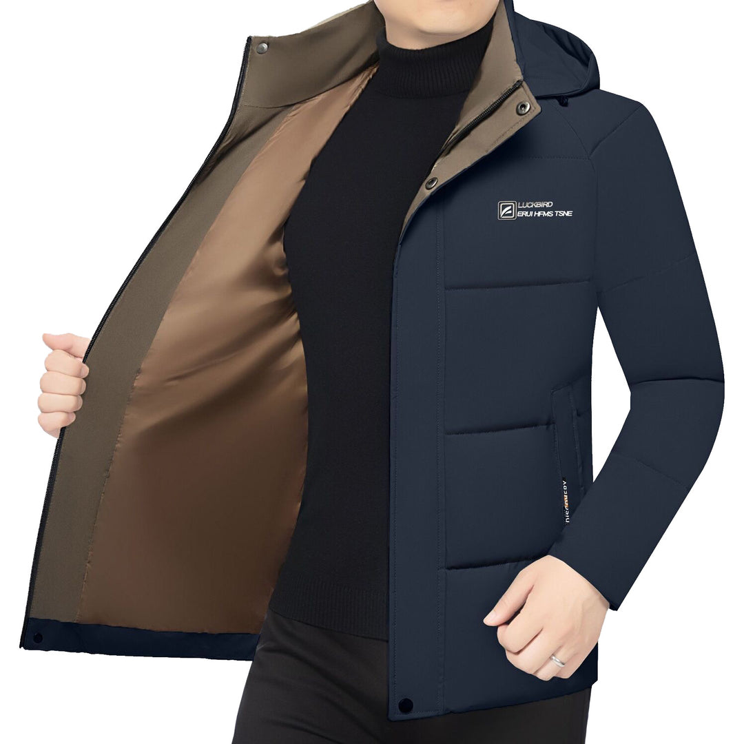 Men's padded stand-up collar jacket with water-repellent surface and zippered pockets Mune Fashion