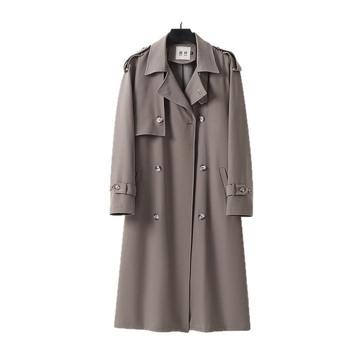 Men's Timeless Maxi Long Trench Coat in Military Style with Storm Flap and Waist Belt Mune Fashion