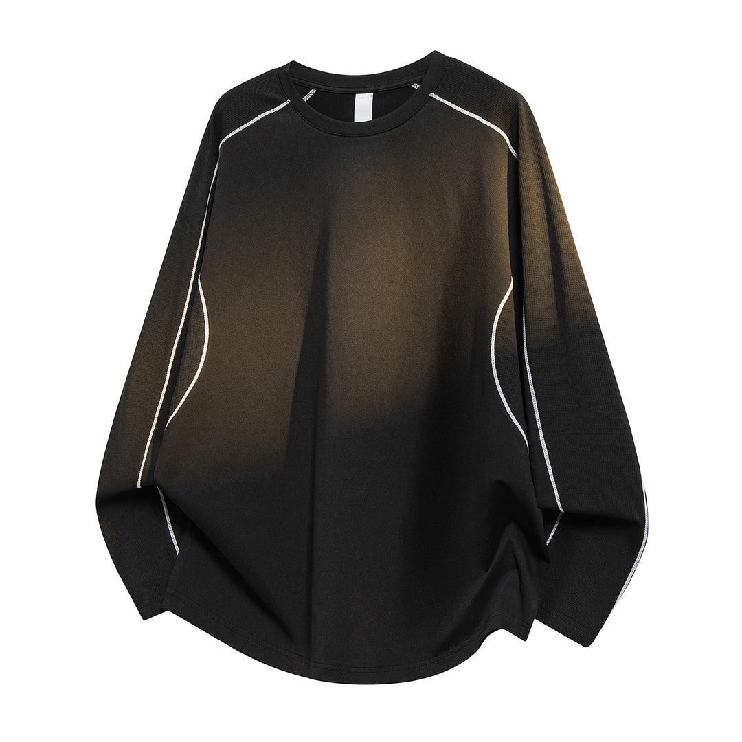 Damen Oversize-Langarmshirt aus Waffel‑ und Jersey‑Mix mit kontrastierenden Flatlocknähten Mune Fashion