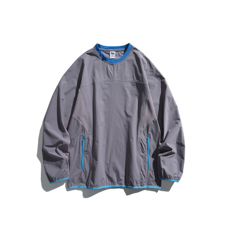 Unisex Lightweight technical oversized sweater with round neckline, zippered pockets, and contrasting finishes Mune Fashion