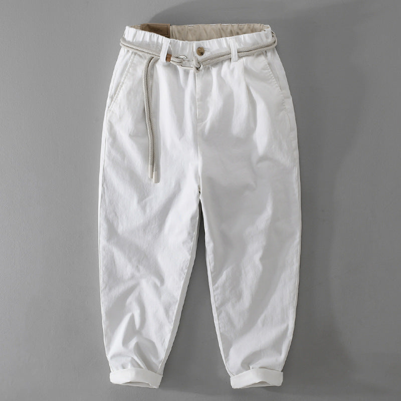 Men's Cord Drawstring Tapered Pants made of cotton blend with elastic waistband and tapered leg Mune Fashion