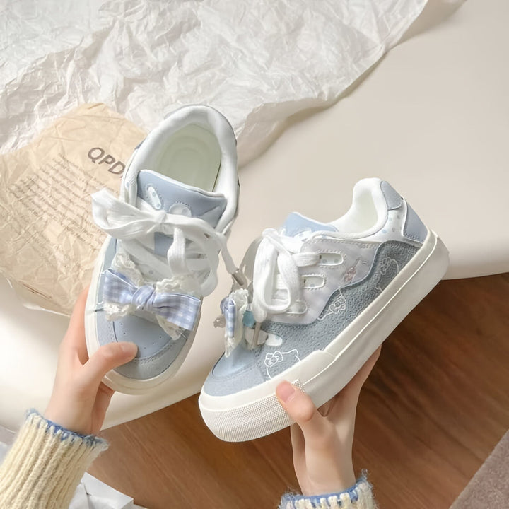 Ladies Playful Sneakers with Ruffle Detail and Friendly Animal Motifs Mune Fashion