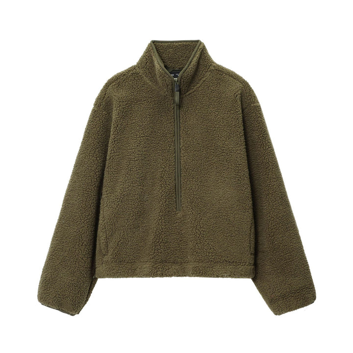 Women's cozy teddy fleece half-zip pullover with kangaroo pocket Mune Fashion