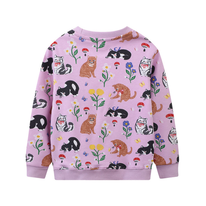 Girls sweatshirt with colorful animal and flower pattern Mune Fashion