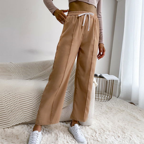 Women's relaxed pants with elastic waistband, drawstring and crease Mune Fashion