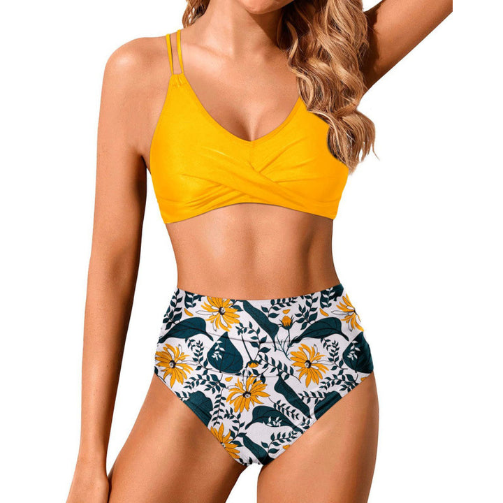 Women's High-Waisted Bikini Set with Ruffled Top Mune Fashion
