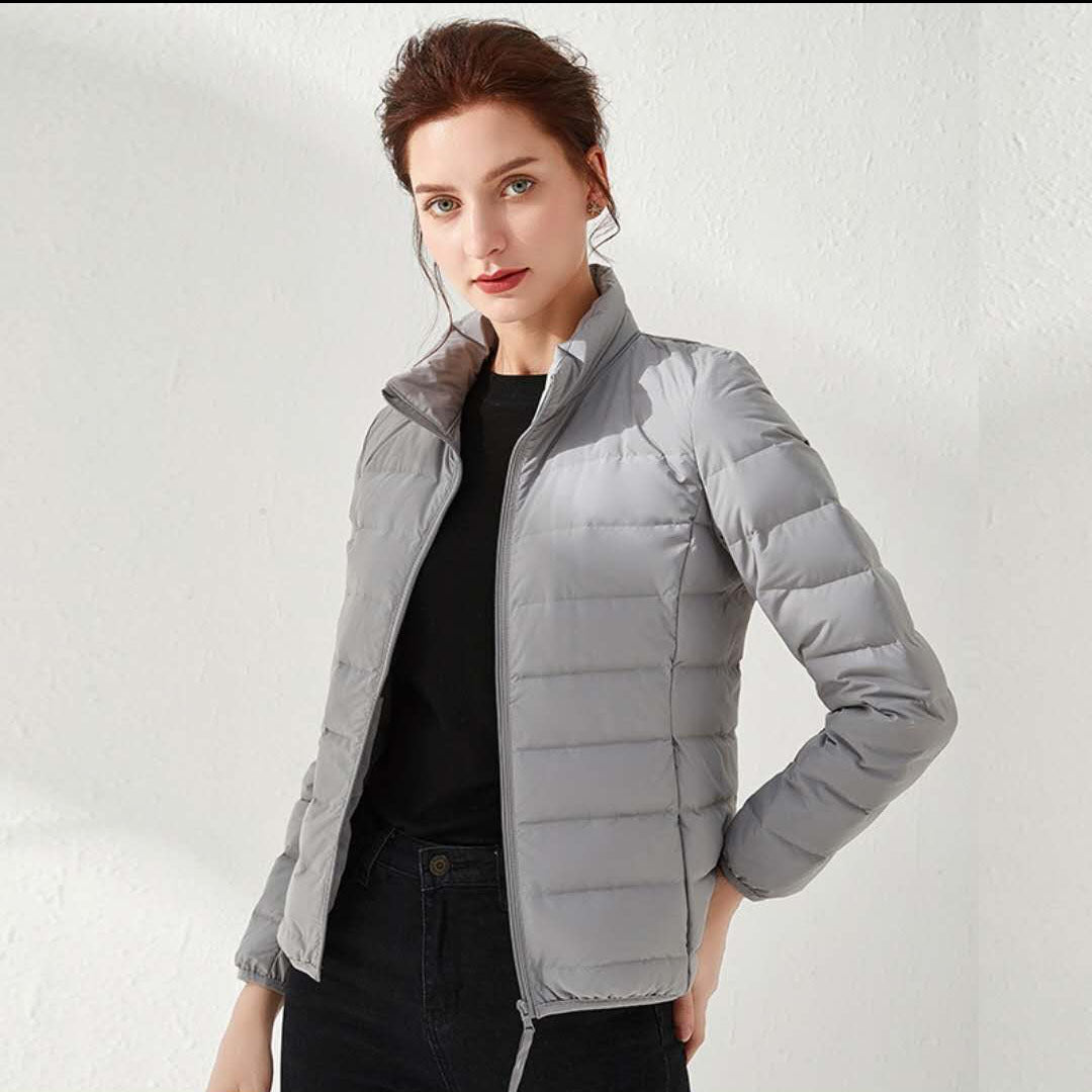 Women's Tailored Ultralight Padded Jacket with Stand-Up Collar and Slim Silhouette Mune Fashion
