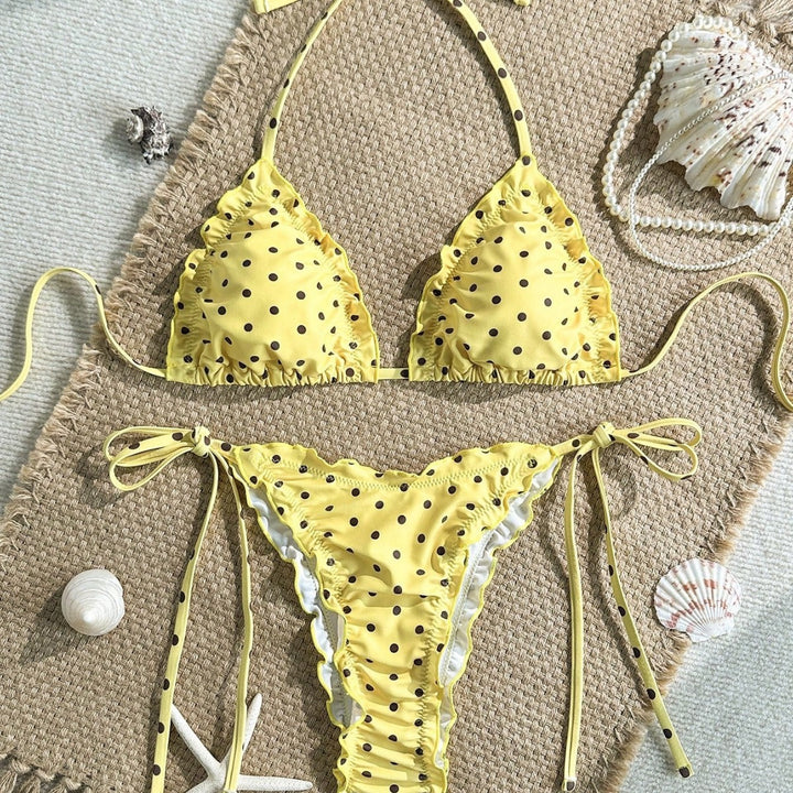 Women's Triangle Bikini with Ruffle Details and Lively Floral Print Mune Fashion