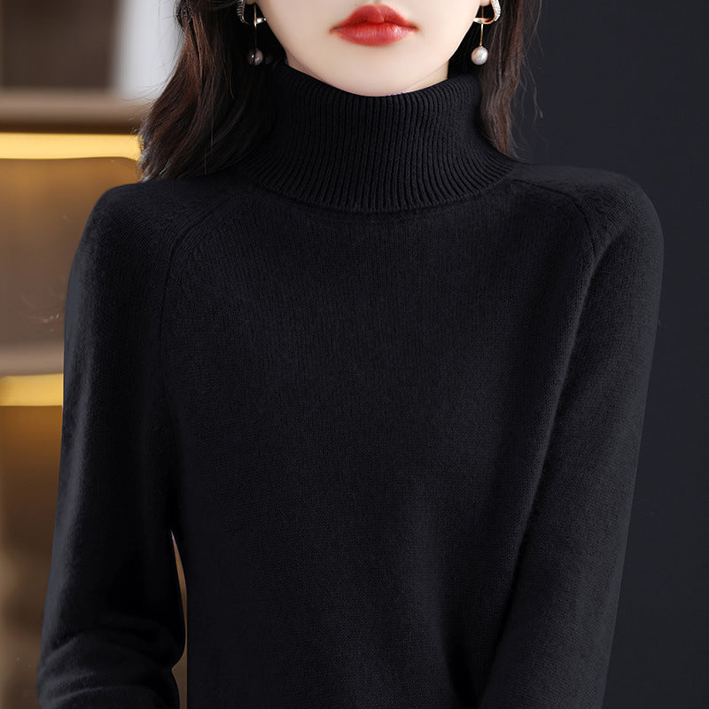 Women's Soft High Collar Sweater made of fluffy Wool Mix with Raglan Sleeves Mune Fashion