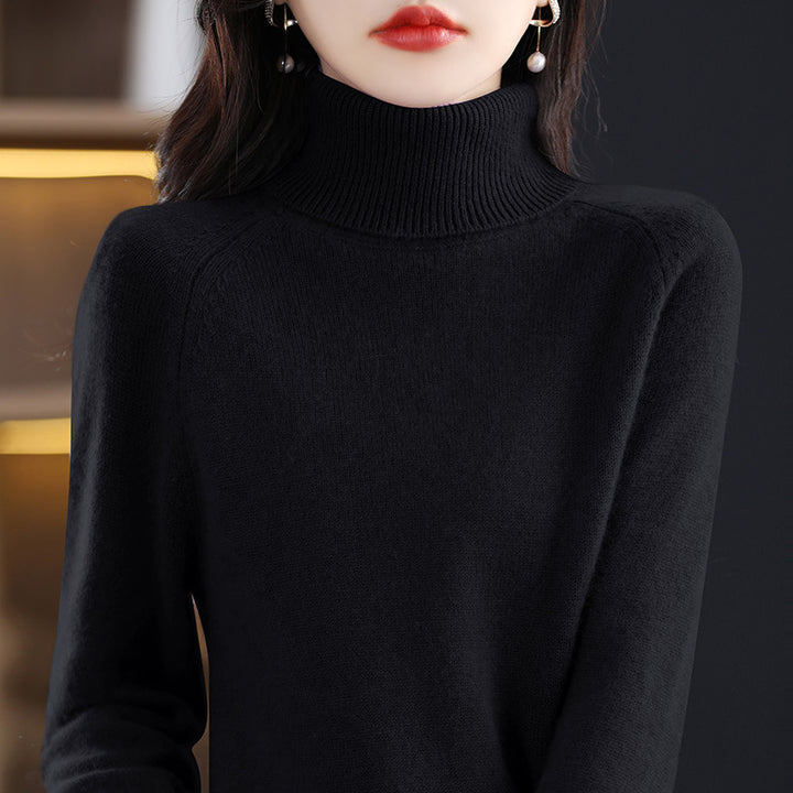 Women's Soft High Collar Sweater made of fluffy Wool Mix with Raglan Sleeves Mune Fashion