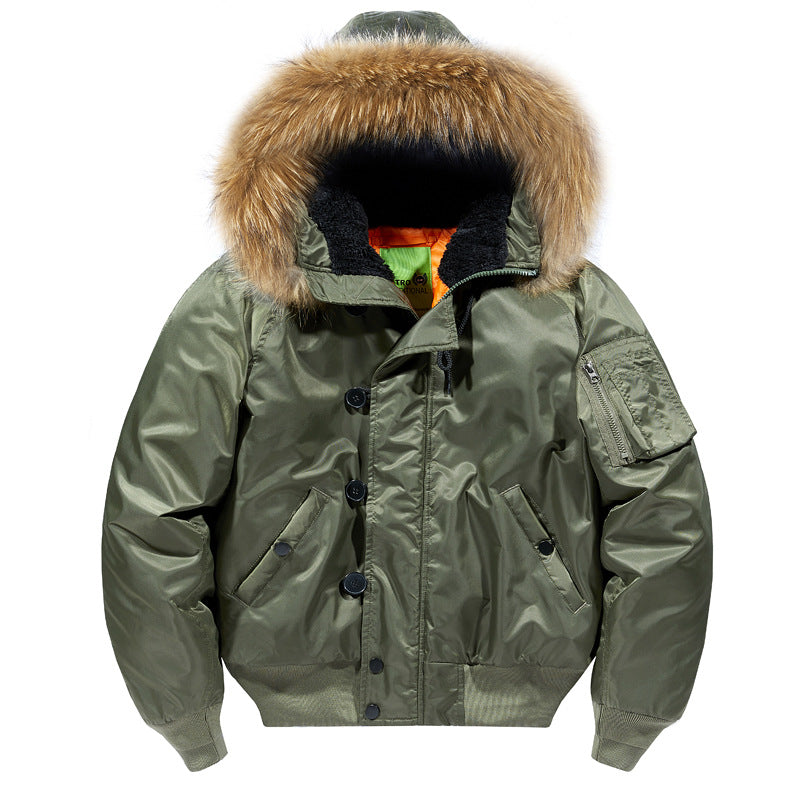 Men's insulated bomber jacket with removable faux fur hood and thermal lining Mune Fashion