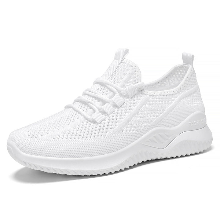 Women nan ultra-light knitted air sneakers with padded heel collar, elastic lacing strip, and cushioning wave profile sole Mune Fashion