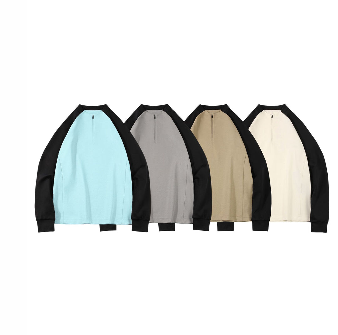Herren Halbzip-Sweatshirt mit Raglanärmeln, Stehkragen und Kontrastärmeln Mune Fashion
