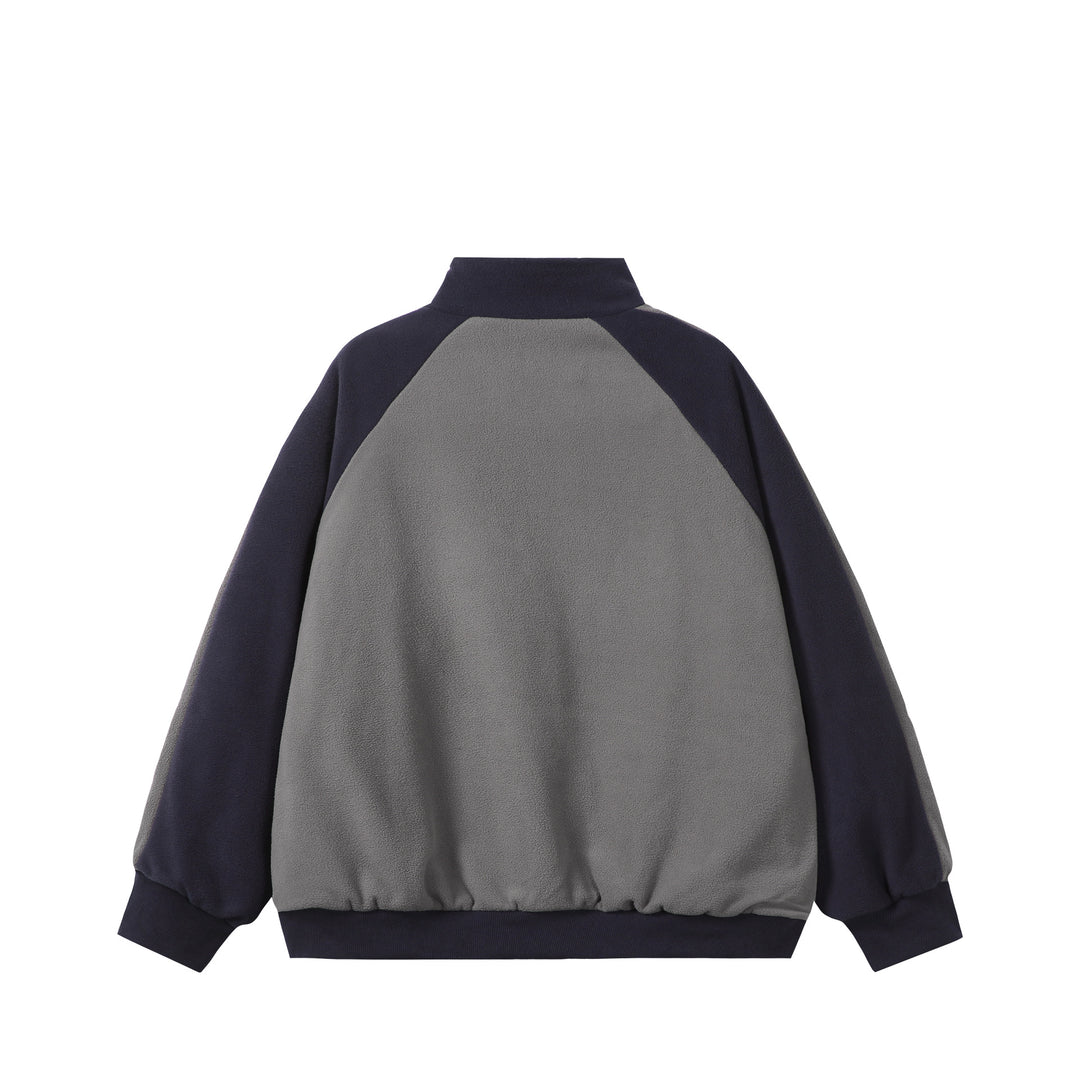 Unisex Boxy Fleece Jacket with Front Zipper, Stand Collar and Flap Pockets Mune Fashion