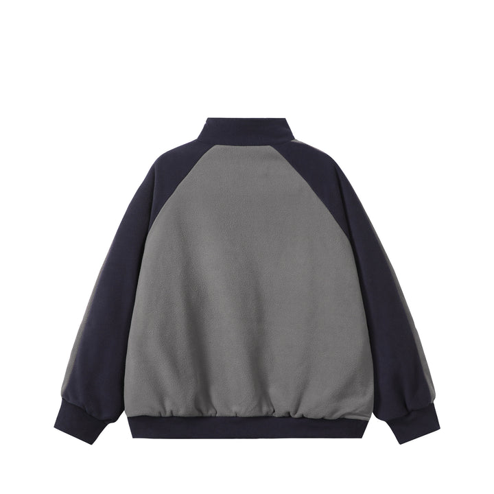 Unisex Boxy Fleece Jacket with Front Zipper, Stand Collar and Flap Pockets Mune Fashion