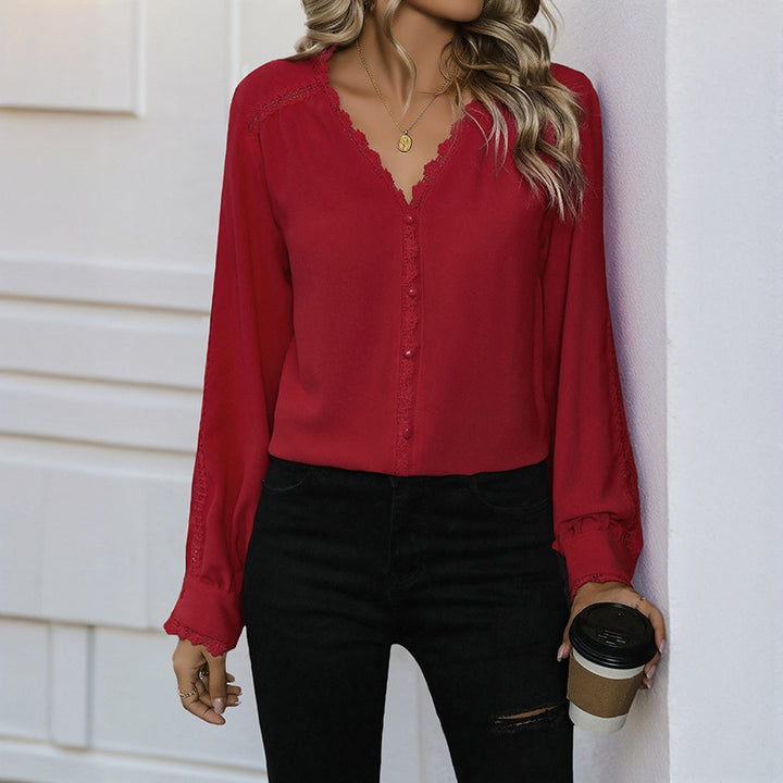Ladies Elegant Blouse with Ruffle Details Mune Fashion