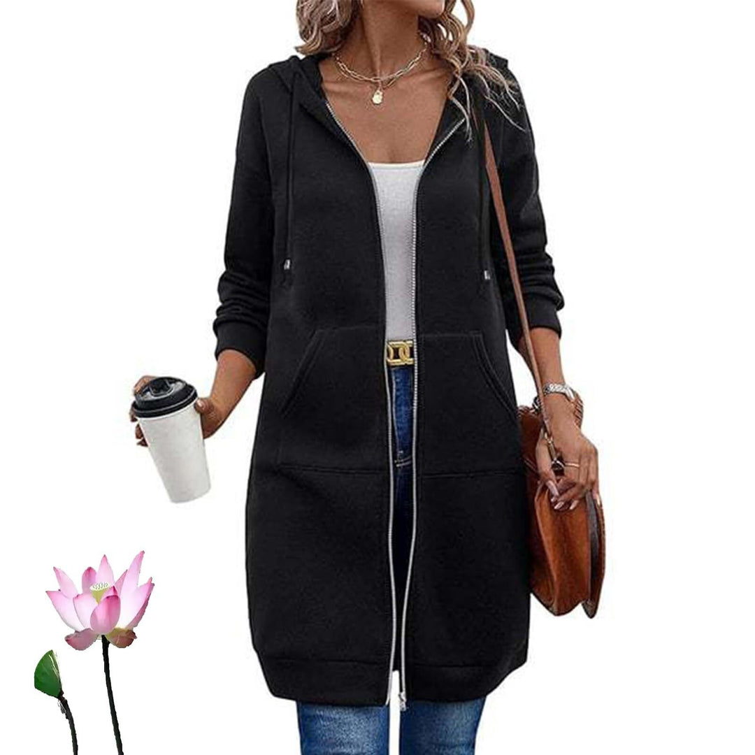 Women's Long Hooded Coat with Pockets