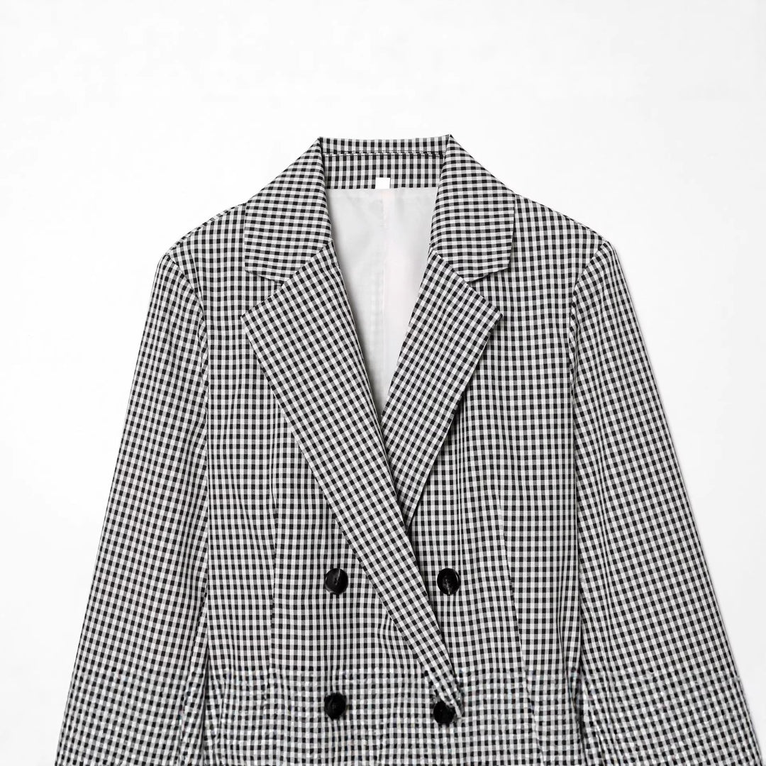 Women's tailored double-breasted blazer with drawstring and cord tie belt Mune Fashion
