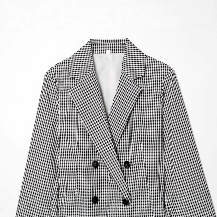 Women's tailored double-breasted blazer with drawstring and cord tie belt Mune Fashion