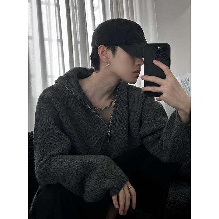 Men's Cozy Chunky Knit Sweater with Zipper Mune Fashion