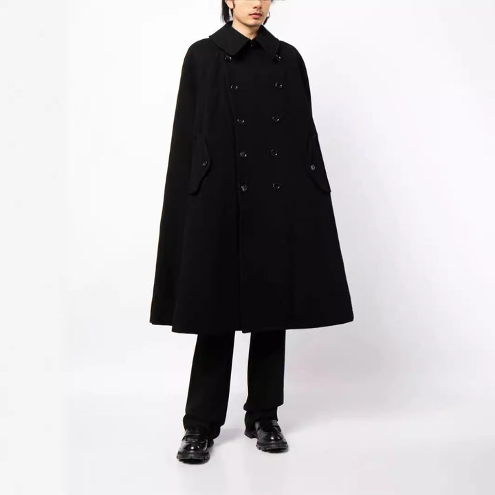Men's double-breasted cape coat made of wool blend with cape cut Mune Fashion