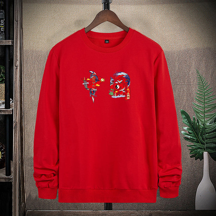 Men's Round Neck Sweatshirt with Detailed Graphic Print Mune Fashion
