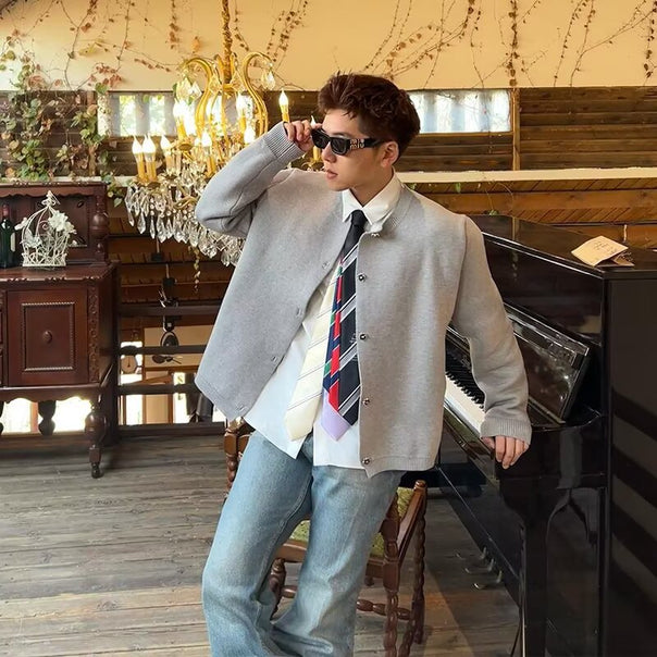 Men's Fashionable Knit Cardigan with Button Placket Mune Fashion 1787964670