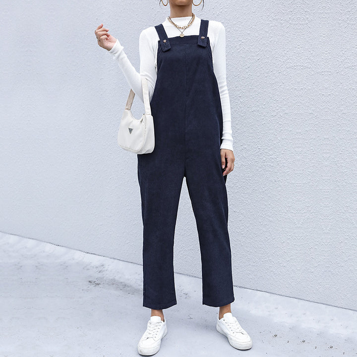 Women Casual Jumpsuit with High Collar Mune Fashion