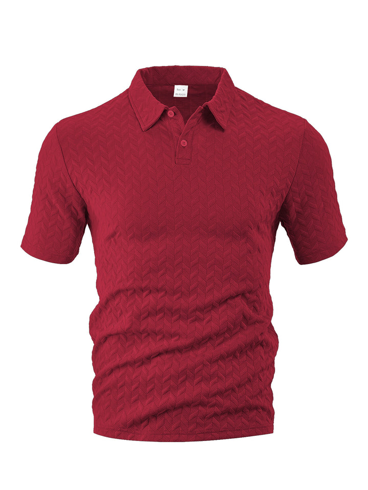 Men's short-sleeved polo shirt with embossed zigzag texture and classic shirt collar Mune Fashion
