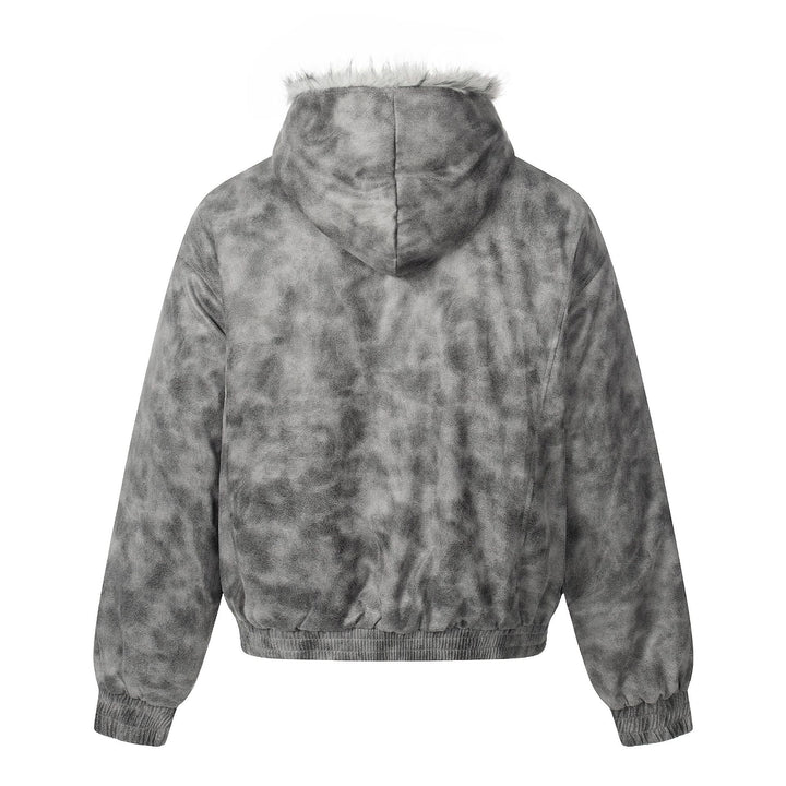 Women's short jacket in vintage suede look with hood and teddy lining Mune Fashion