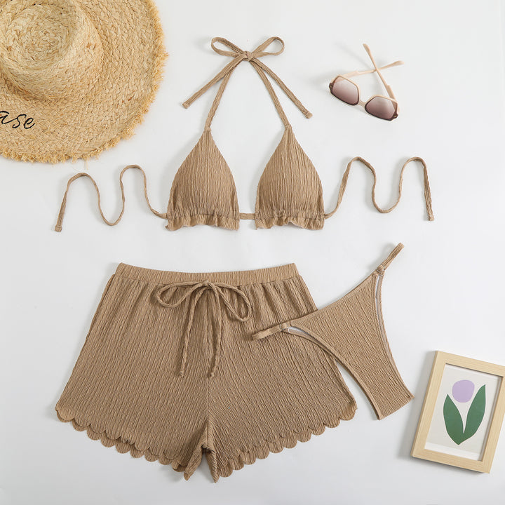 Women's bikini set with adjustable halter neck and hemmed shorts Mune Fashion