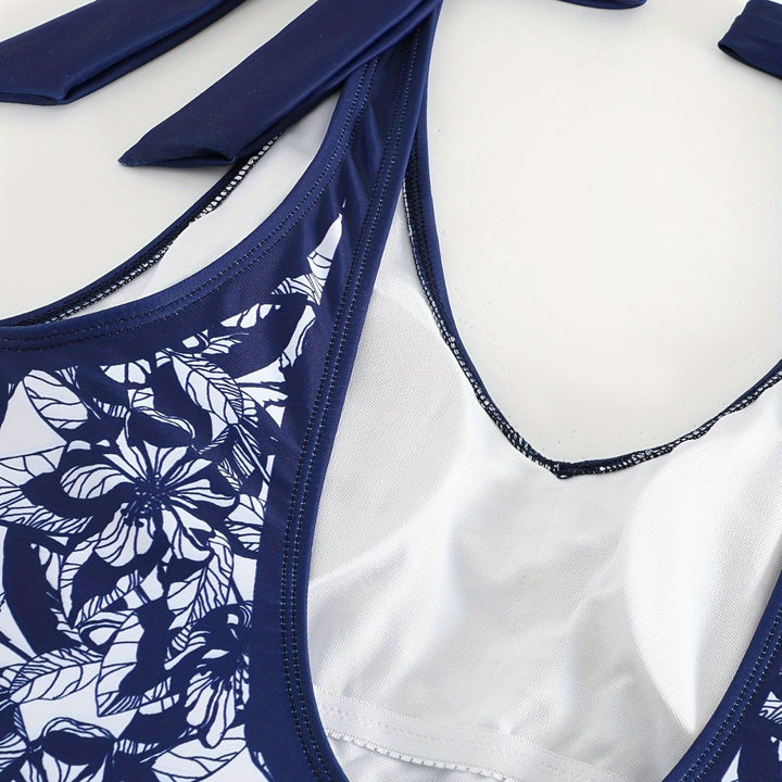 Women's One-Piece Swimsuit with Floral Overlay Mune Fashion