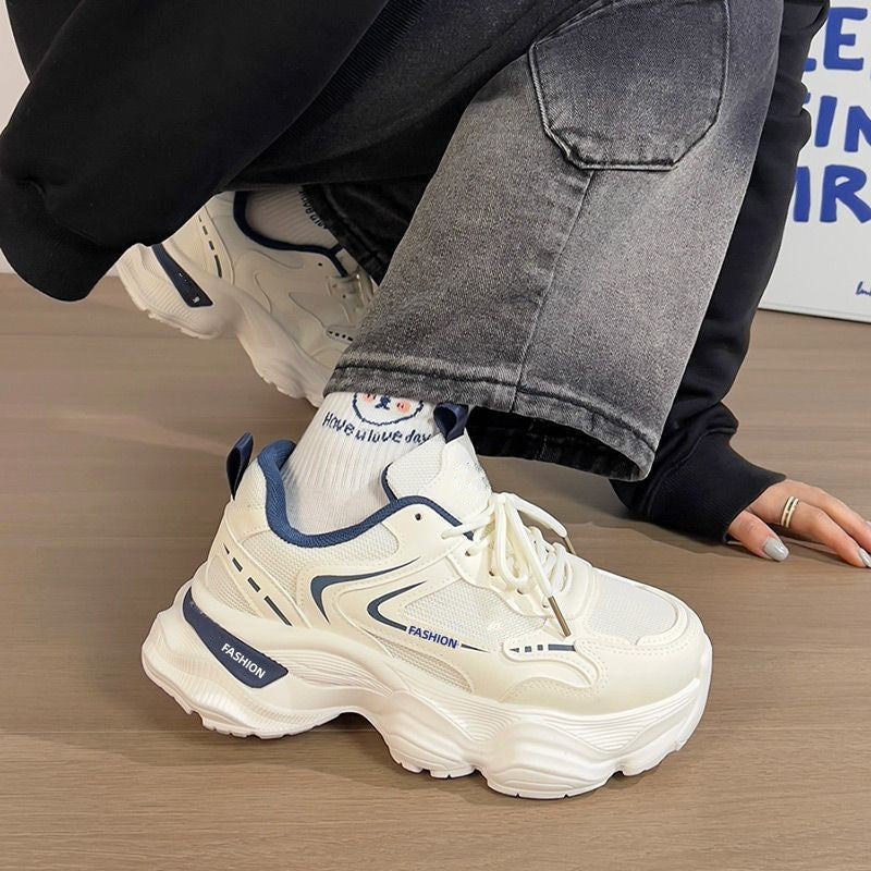 Women Sculpted Wedge Sneakers with Staggered Platform Sole, Breathable Mesh and Padded Comfort Collar Mune Fashion