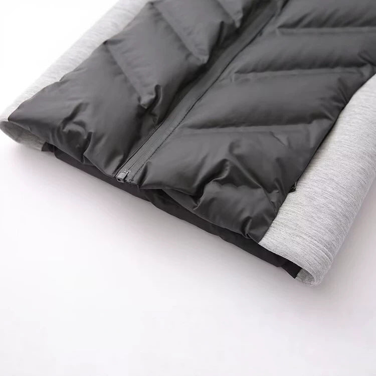 Ladies Hooded Hybrid Jacket with Quilted Front and Sweat Sleeves Mune Fashion