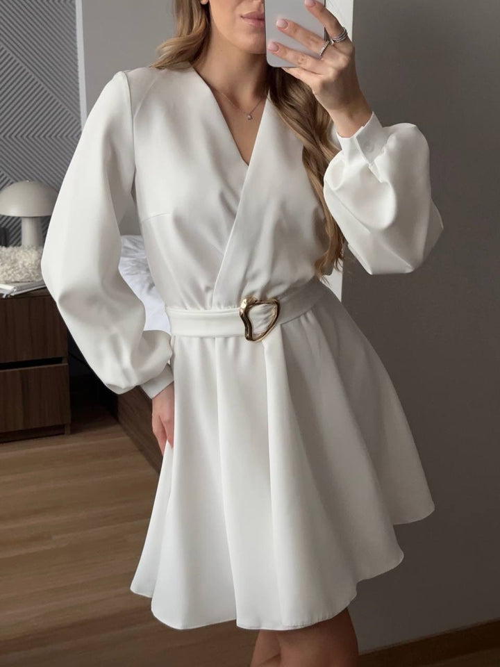Ladies wrap dress with fitted heart belt and voluminous swing skirt Mune Fashion