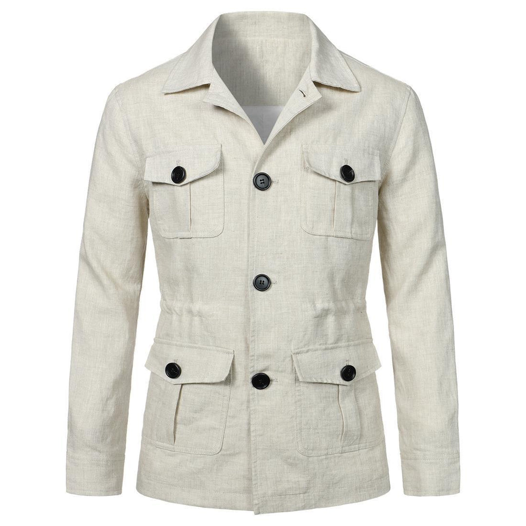 Men's nan Utility jacket made of linen with four patch pockets and tailored silhouette Mune Fashion