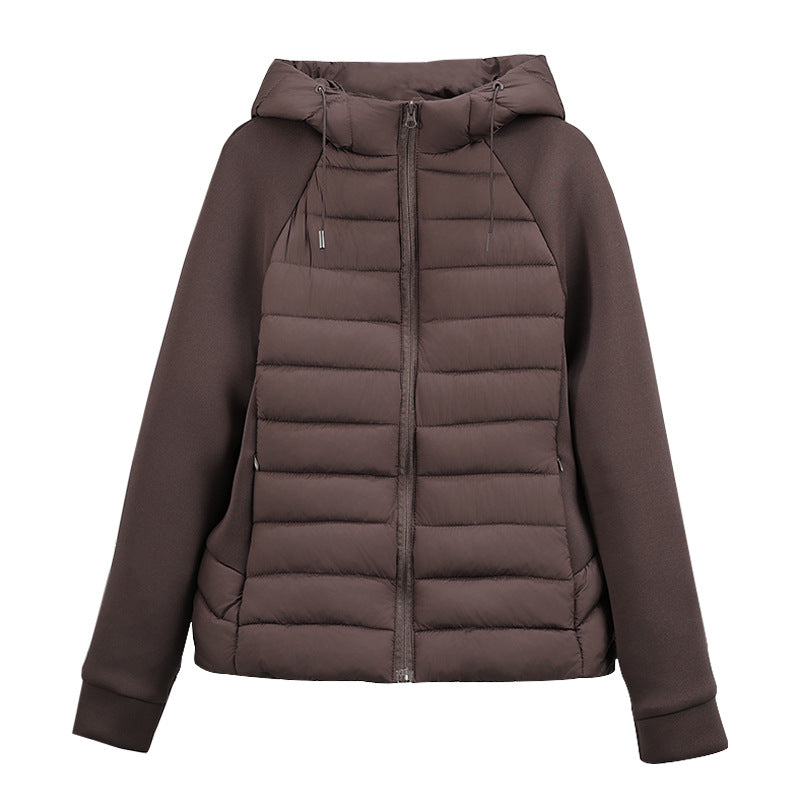 Women's lightweight hybrid quilted jacket with matte front, elastic sleeve panels, and warming thermo filling Mune Fashion