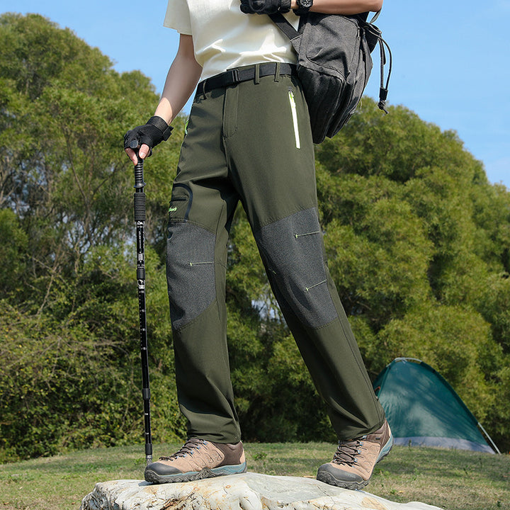 Men's water-repellent softshell trekking pants with reinforced knee flex zones and concealed zipper pockets Mune Fashion