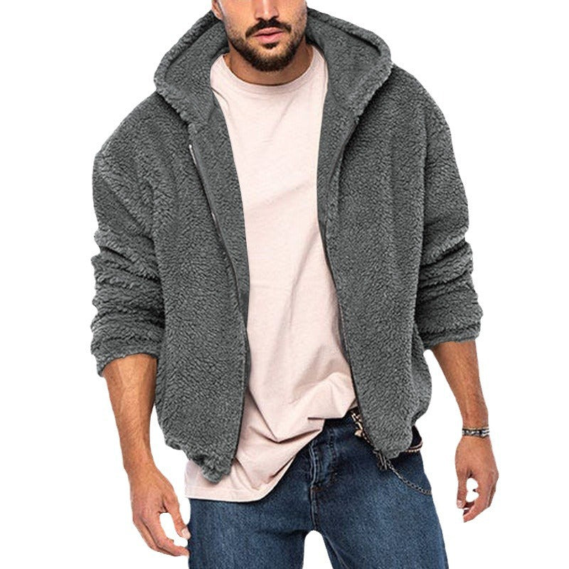 Men's voluminous Sherpa hoodie jacket with bomber cut, concealed zipper and arm pocket Mune Fashion