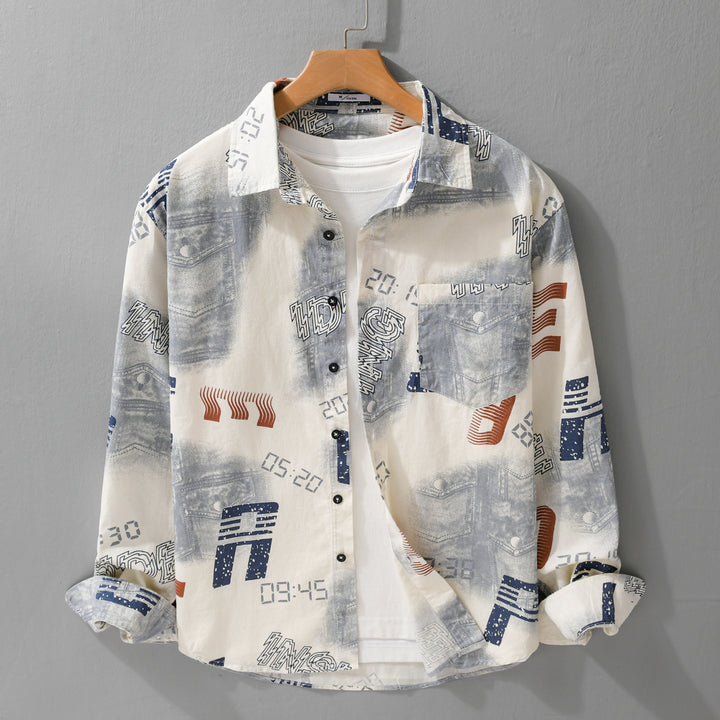 Men's Graphic Print Overshirt in Relaxed Fit with Chest Pockets Mune Fashion