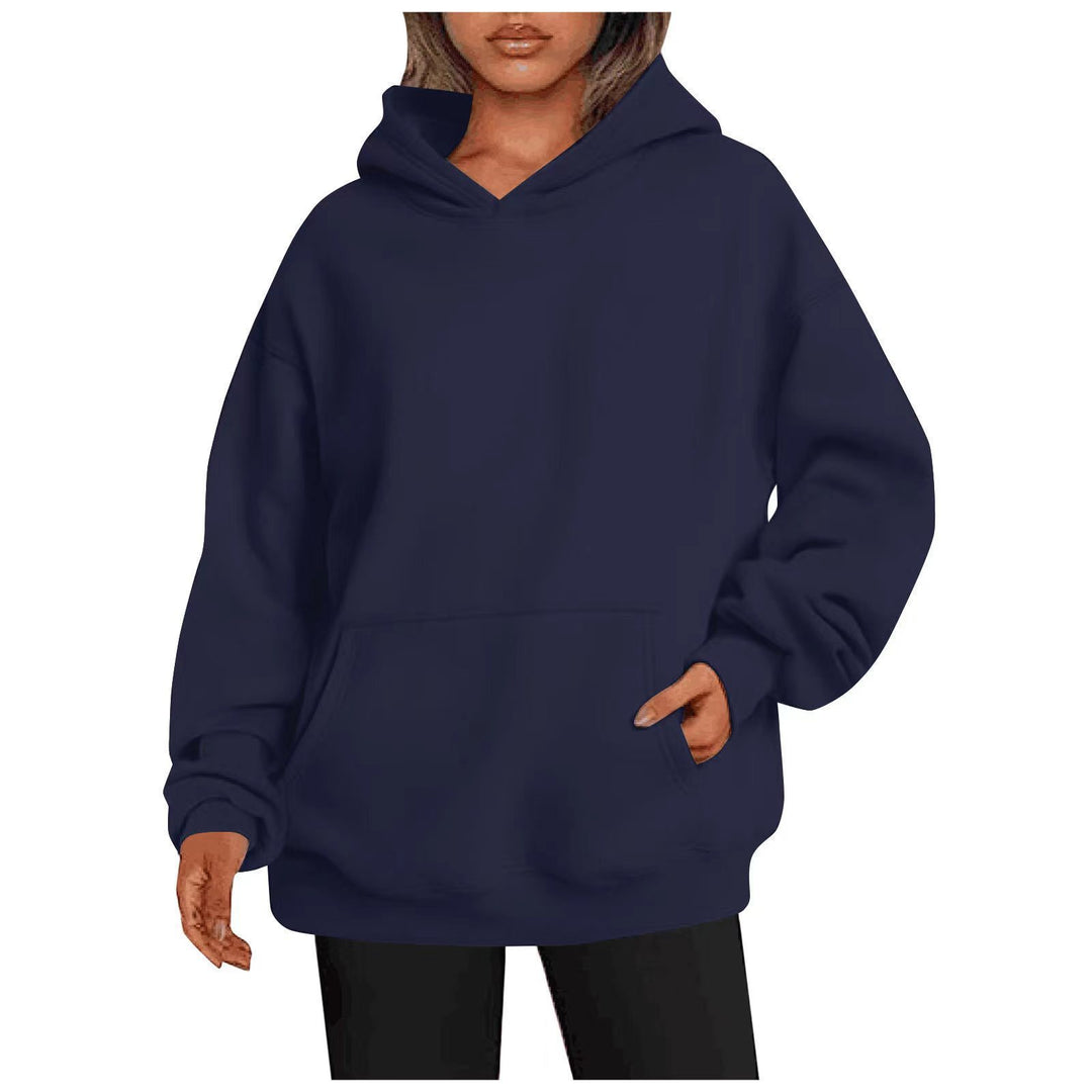 Women extra long oversized hoodie in boxy cut with kangaroo pocket and ribbed hem Mune Fashion