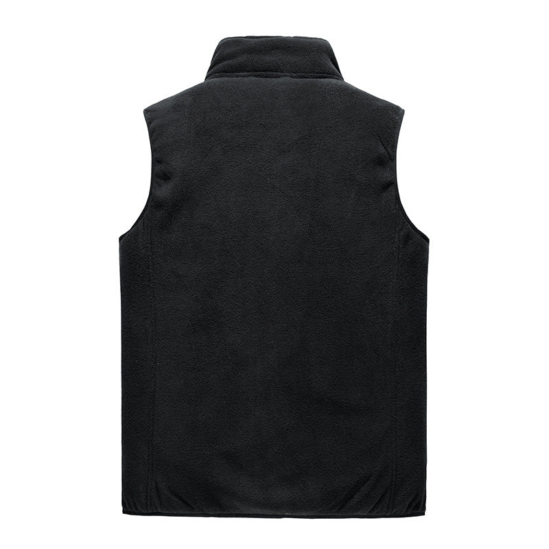 Men's Warm Fleece Thermal Vest with Dense Sherpa Lining and High Collar Mune Fashion