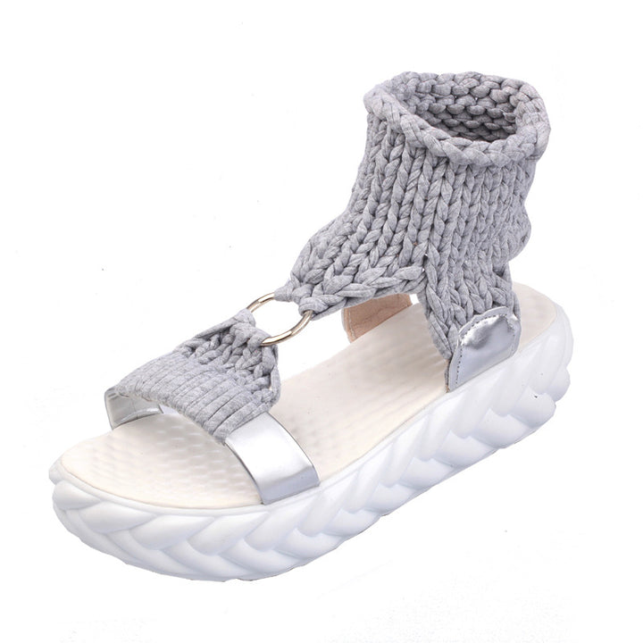 Women nan handwoven braided platform sandals with ergonomic padded sole Mune Fashion