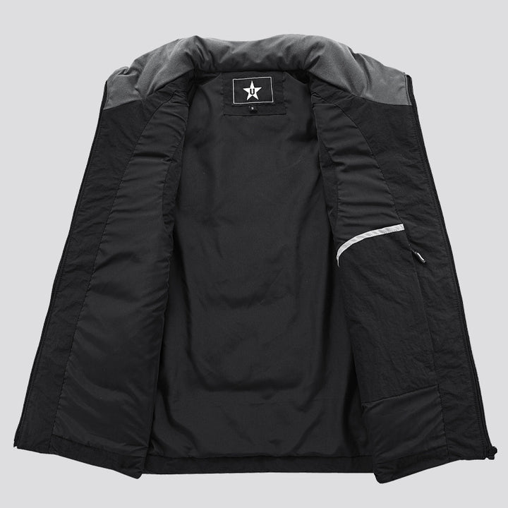 Men's Padded Utility Vest with Multiple Pockets and Badge Patches Mune Fashion