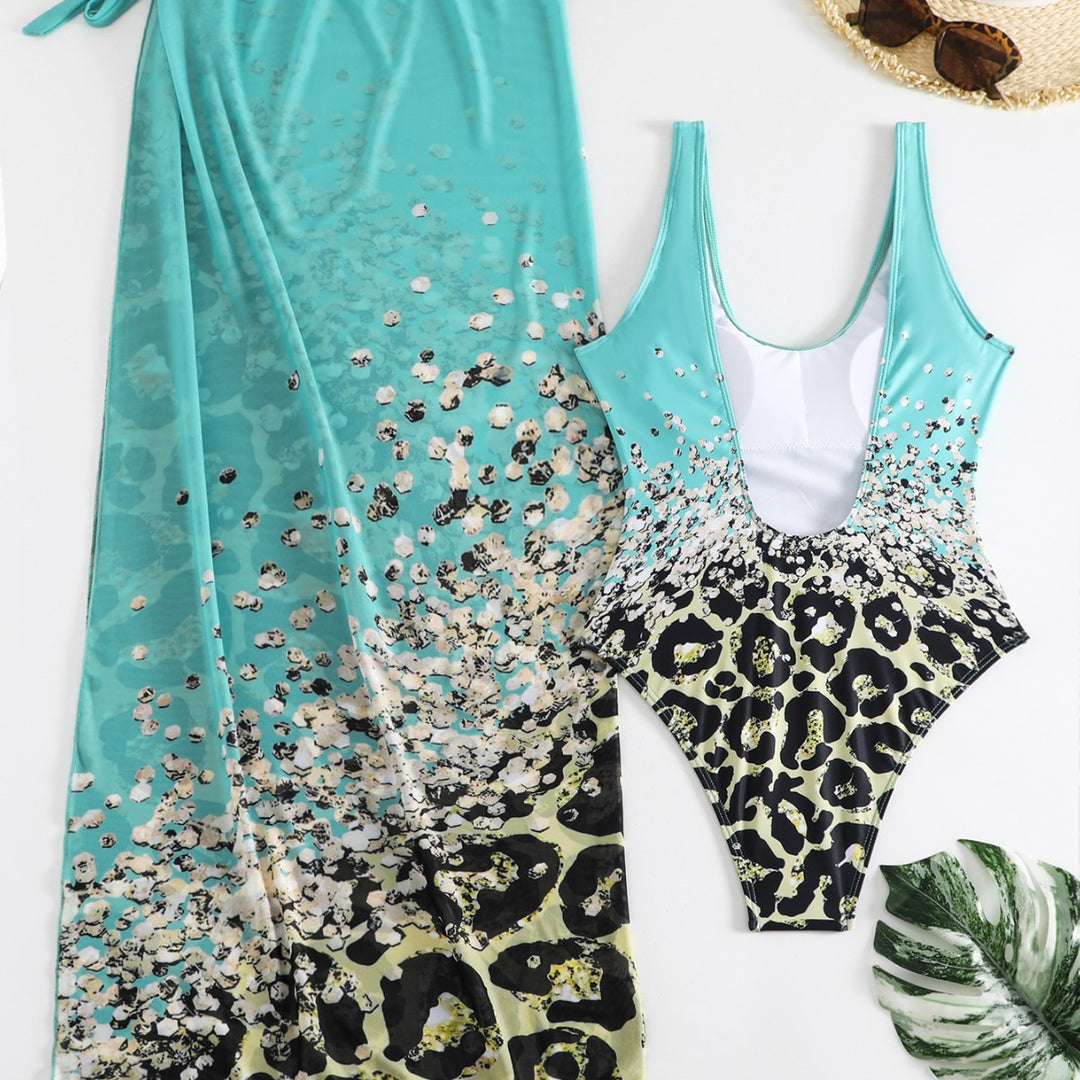 Women's one-piece swimsuit with matching wrap skirt Mune Fashion